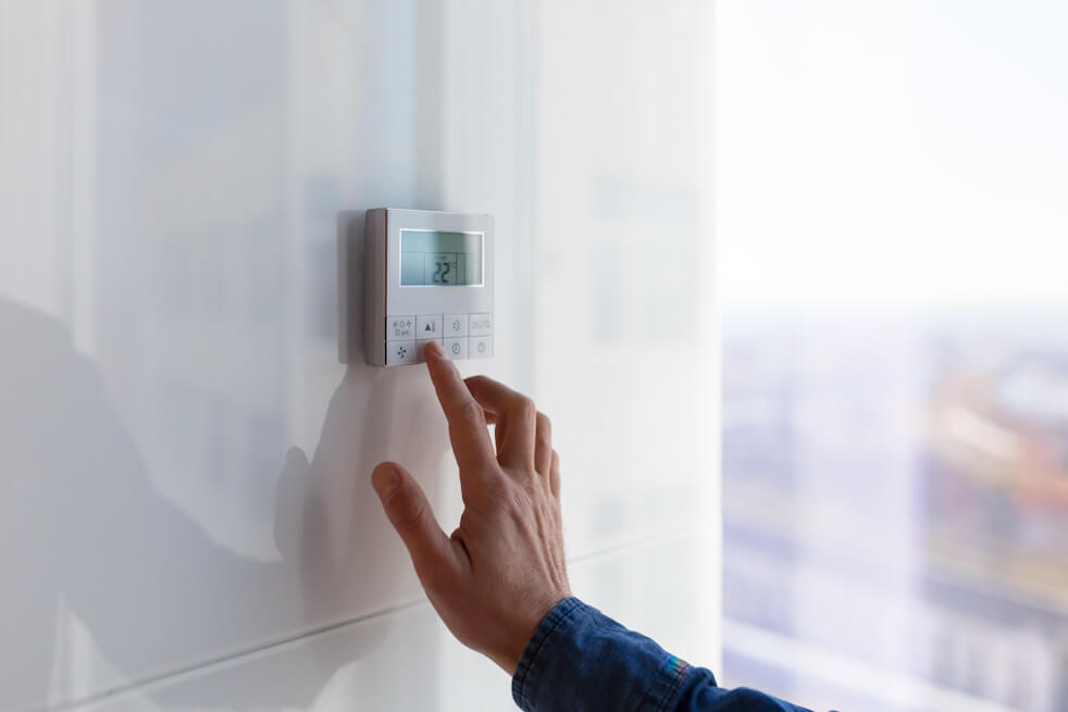 The air conditioning and heating control panel for the apartment