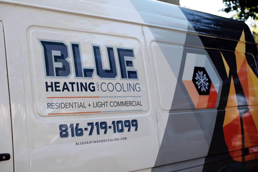 Blue Heating and Cooling van