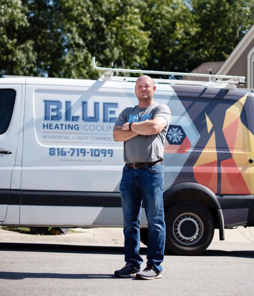 blue heating and cooling owner
